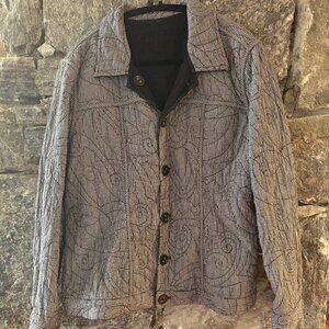 Women's Artisan Handmade Reversible Quilted Cotton Jean-style Jacket Sz M/L